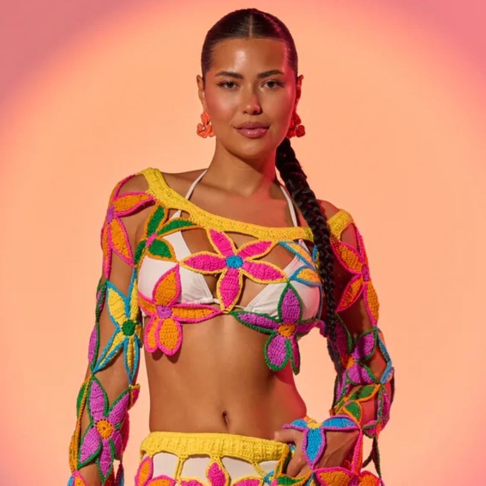 Floral Fields Crochet Sweater  - NWT
